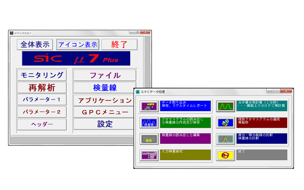 クロマトグラフィ解析ソフトの表示イメージ