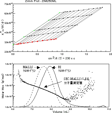 義歯用PMMAの分子量測定(Zimm Plot とSEC-MALLS比較)